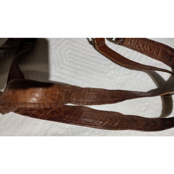 Vintage Lisandro Sarasota Large 2-Tone Brown Leather Engraved Double Handle Bag - Picture 12 of 16